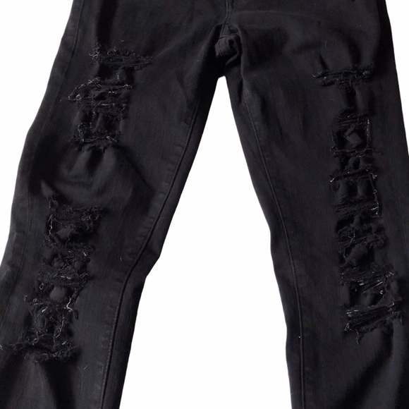 FRAME Black Denim Ripped 26 Le Skinny Film Noir - Picture 6 of 15